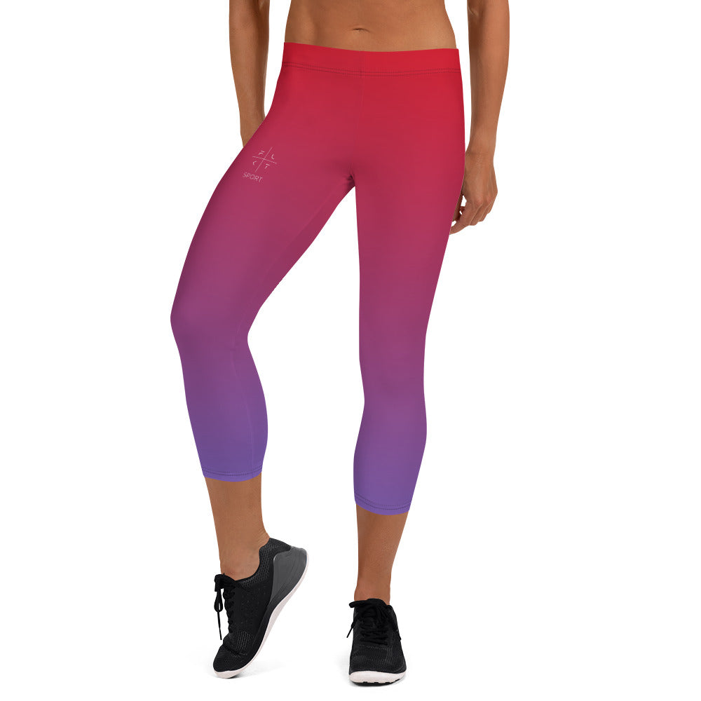 Magenta Aurora FLAKOUT Sport Women's Capri Leggings - FLAKOUT