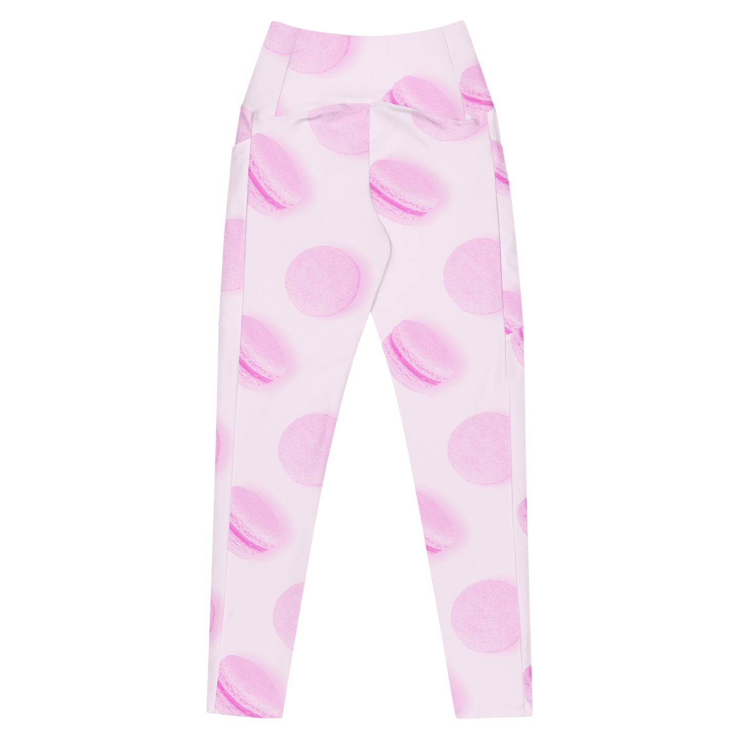 Rosé Macaron Women's Recycled Crossover Leggings With Pockets - FLAKOUT