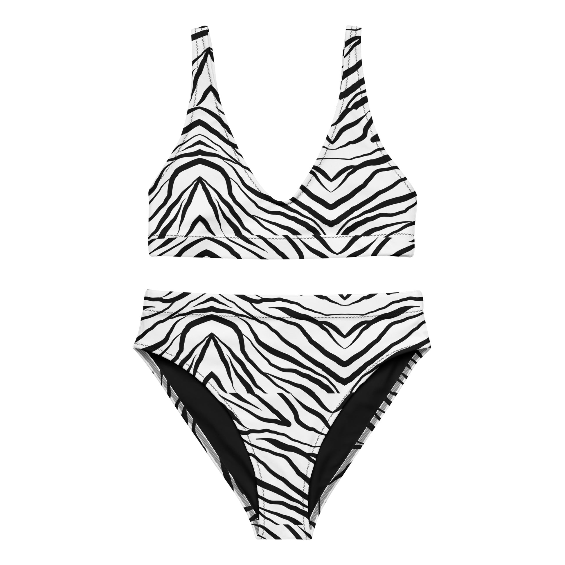 Striped Zebra Vibrance Women's High-waisted Bikini - FLAKOUT