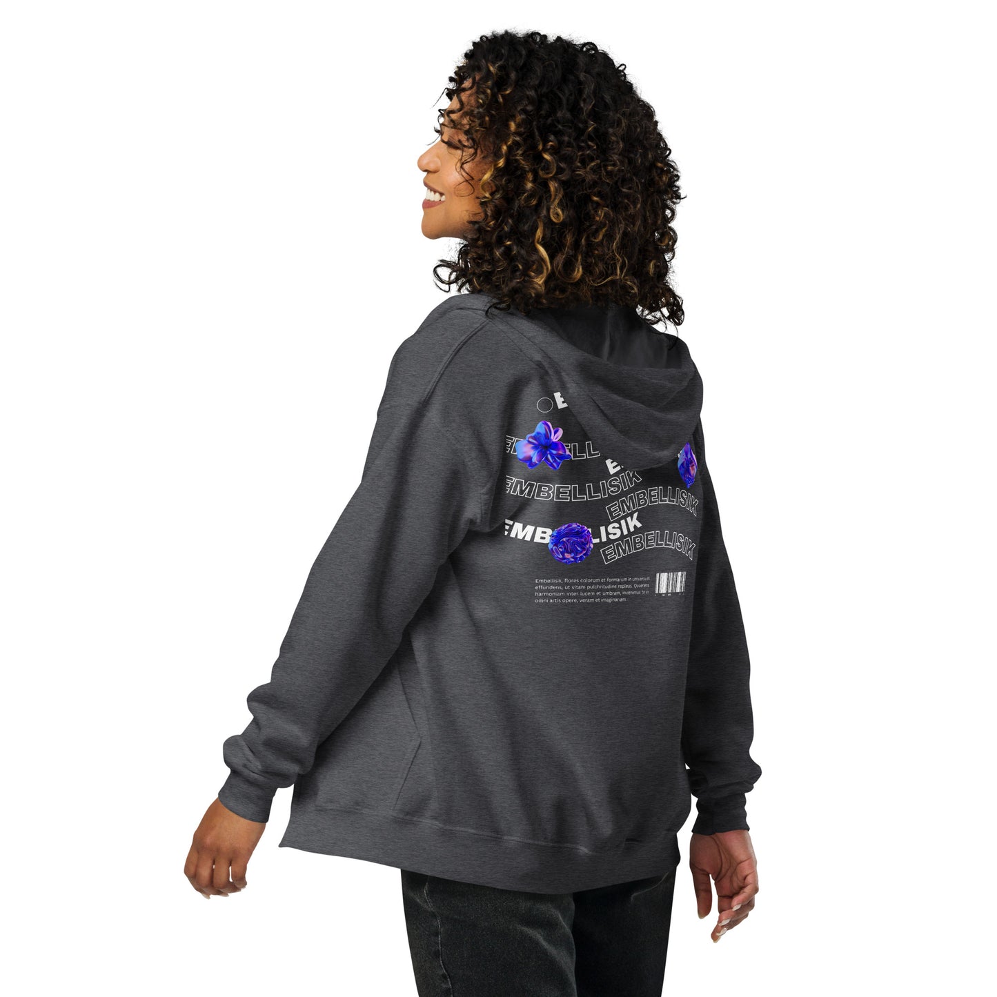 Ornate Embellisik Heavy Harmony Fusion Zip Hoodie - Dark Heather - FLAKOUT