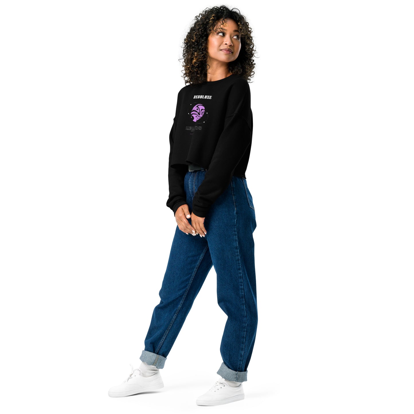 Nebuluxe Brilliance Women's Crop Sweatshirt - Black - FLAKOUT