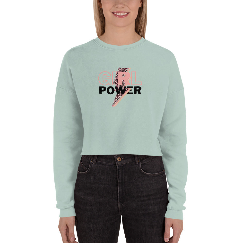 Queenly Girl Power Rebellion Women's Crop Sweatshirt - Dusty Blue - FLAKOUT