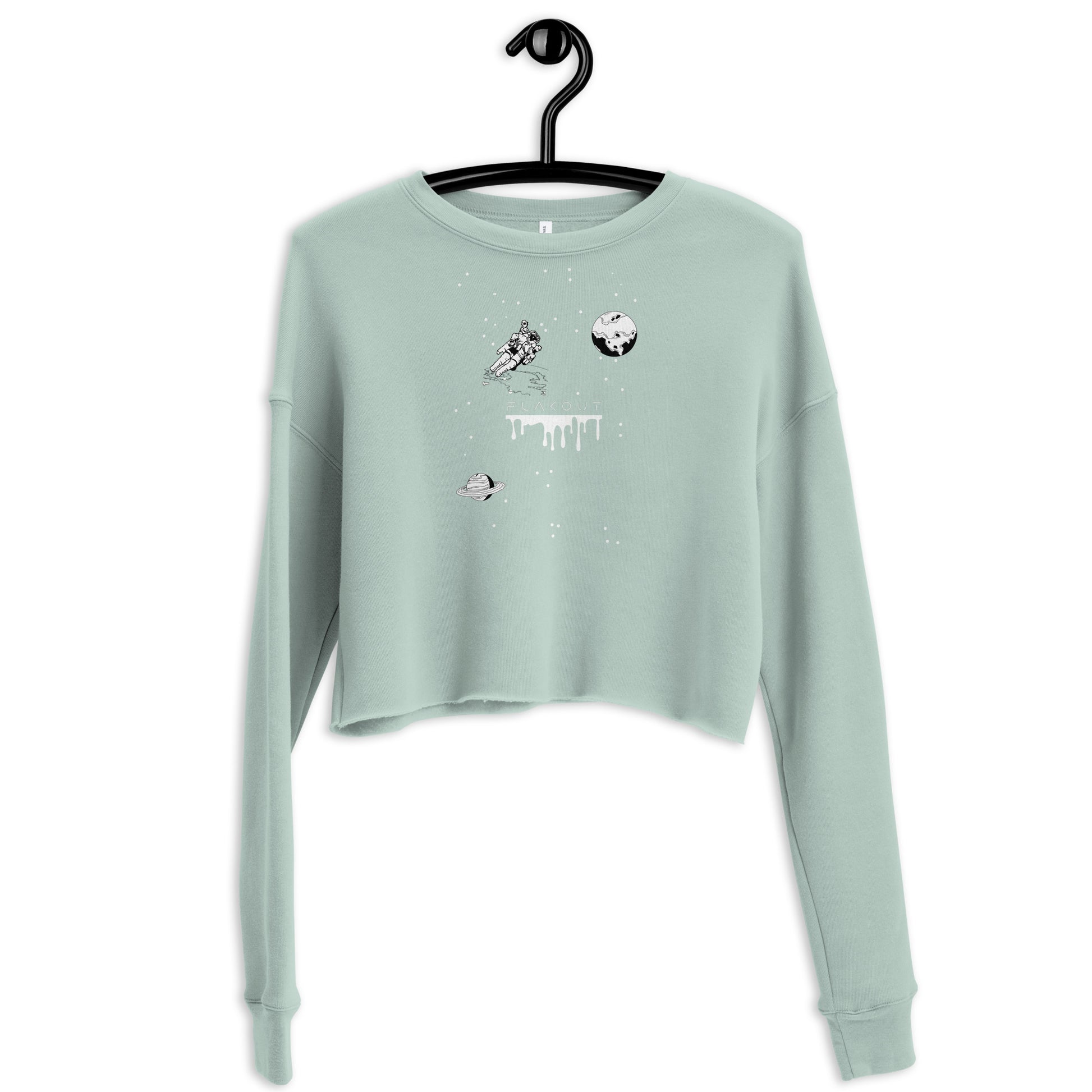 Astronaut Women's Crop Sweatshirt - Dusty Blue - FLAKOUT