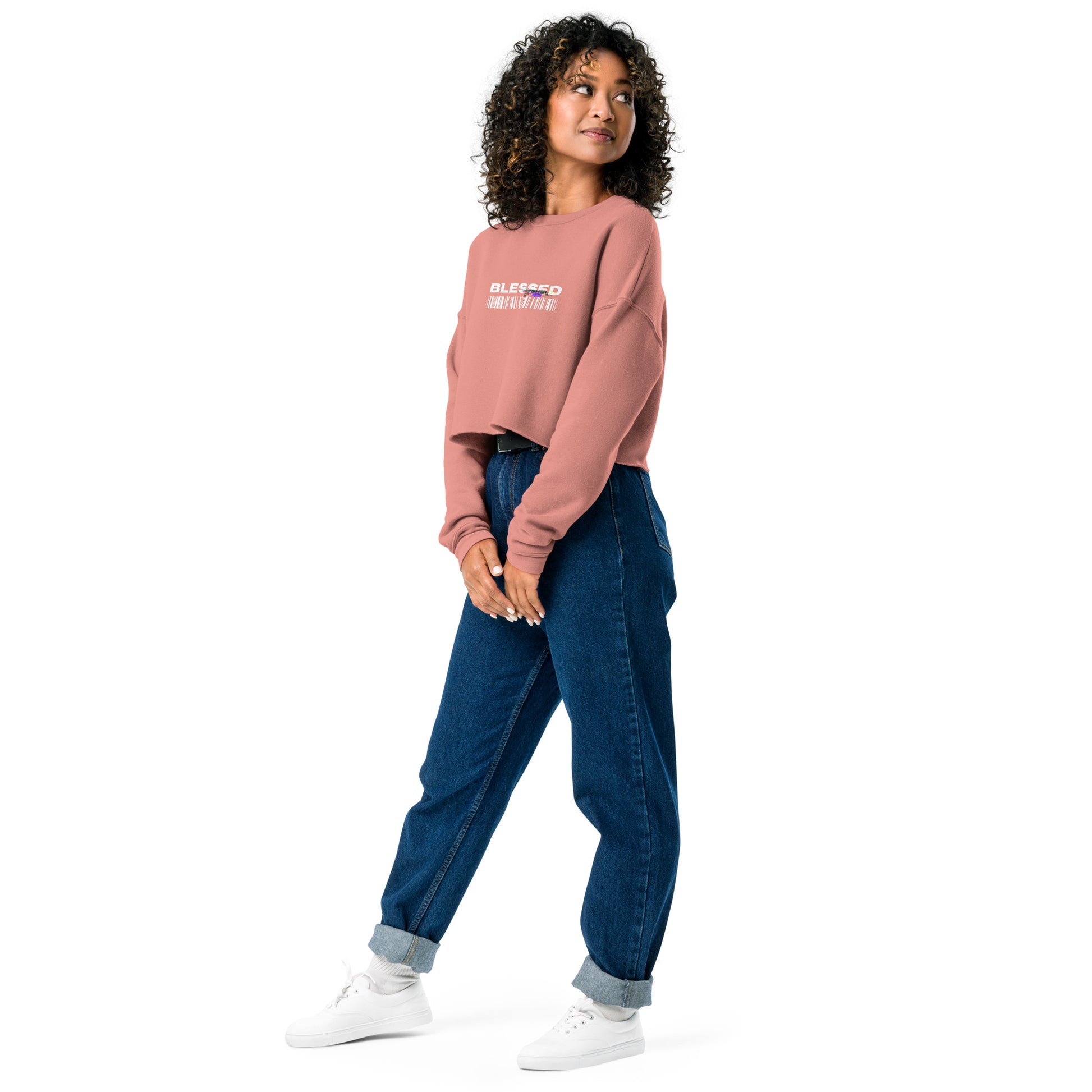 Divine Grace Blessed Women's Crop Sweatshirt - Mauve - FLAKOUT