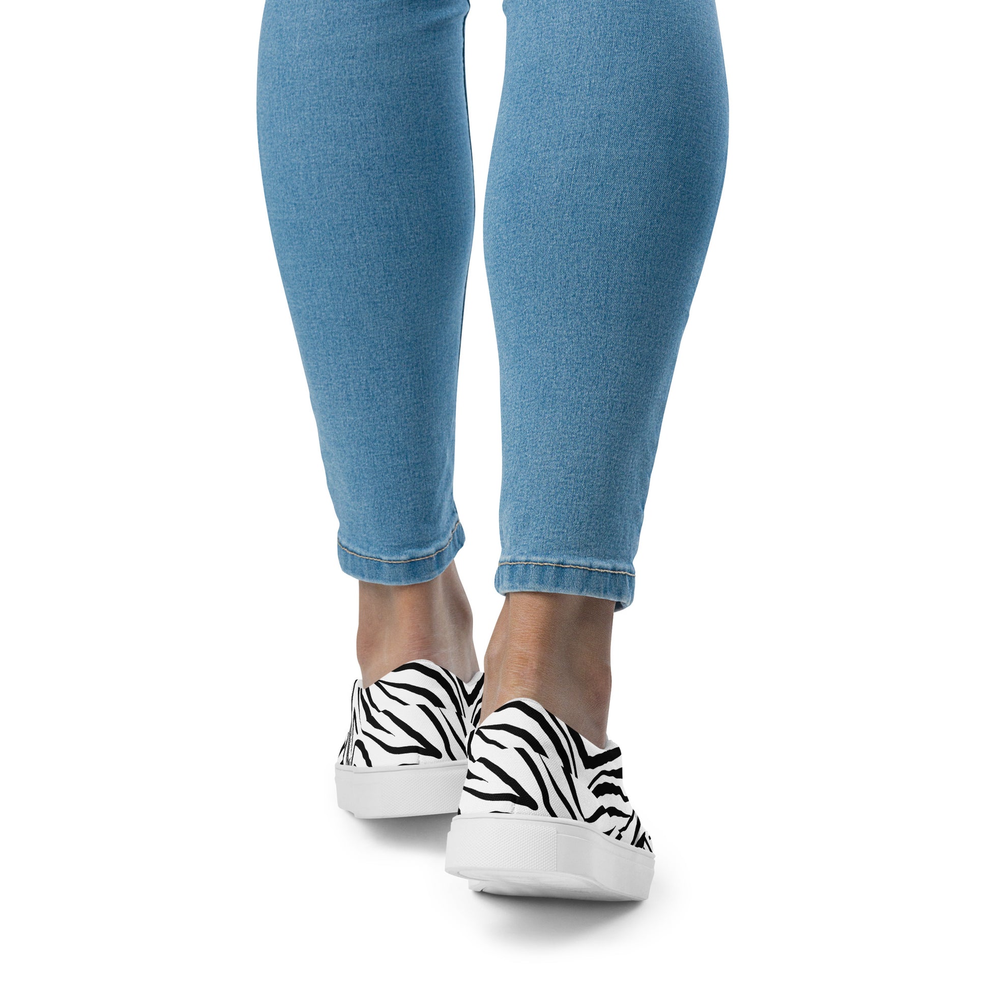 Striped Zebra Vibrance Women's Slip-On Canvas Shoes - FLAKOUT