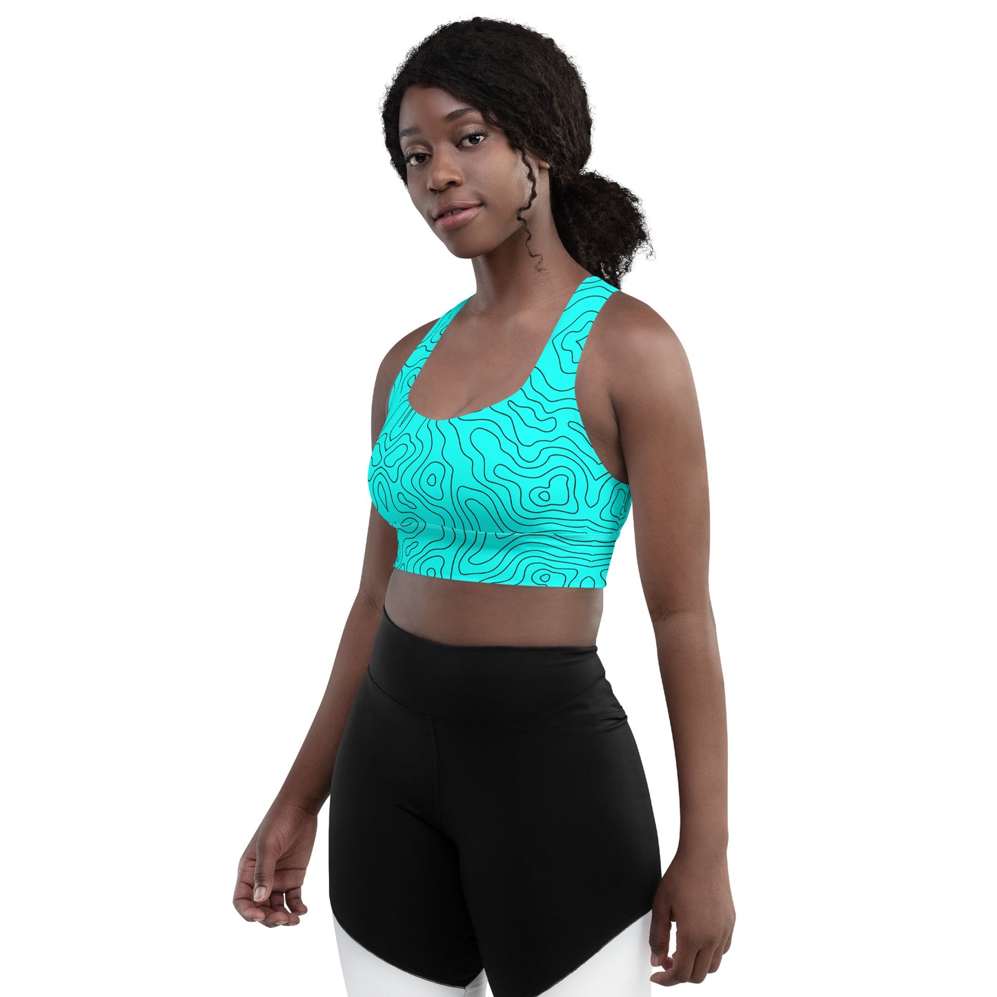 Blue Abyss Women's Longline Sports Bra - FLAKOUT